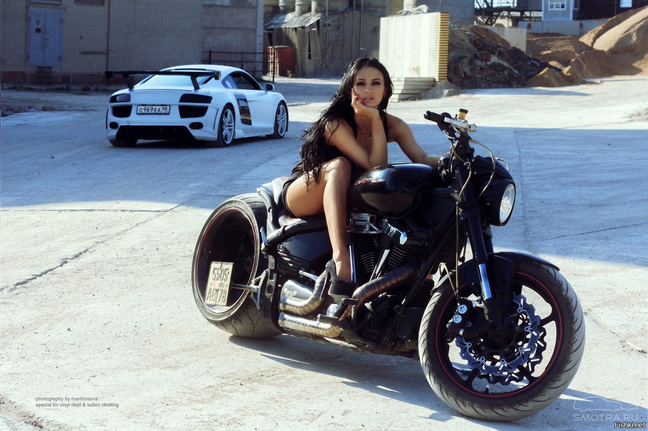 Sexy model Brunettes on a motorcycle in Shubra el Heima